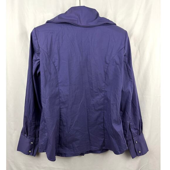 Soft Surroundings Purple Button Up Blouse Double Collar Long Sleeve LARGE - Picture 10 of 11